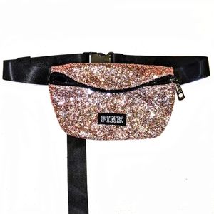 VS PINK Fanny Pack in Rose Gold Glitter for Women